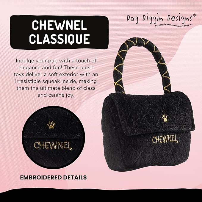 Dog Diggin Designs Runway Pup Collection | Unique Squeaky Parody Plush Dog Toys – Haute Couture Purses & Handbags