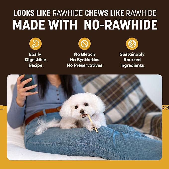 Earth Animal No-Hide Stix Peanut Butter Recipe Natural Rawhide Alternative Dog & Cat Chews - 20 Count Value Pack