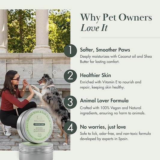 All-Natural Dog Paw & Nose Balm – Vegan Dog Grooming Supplies | Dog Paw Moisturizer & Nose Butter for Dogs | Safe Snout Soother for Dry Nose & Cracked Paws
