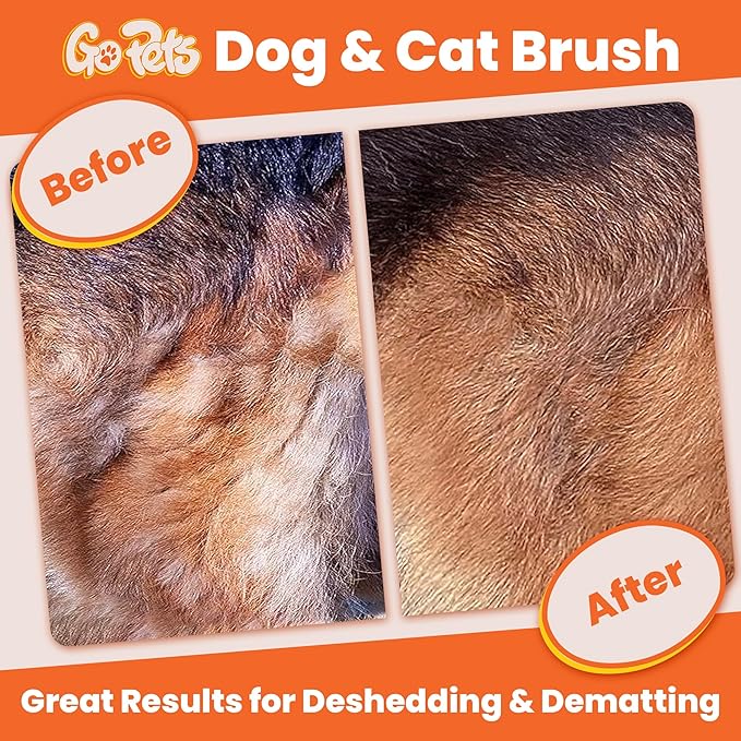 GoPets Double-Sided Dematting Tool & Deshedding Brush for Dogs & Cats, Undercoat Rake for Shedding, Mat Remover for Long Haired Pets, Dog Comb for Grooming Coats, Cat Hair Detangler & Dematter
