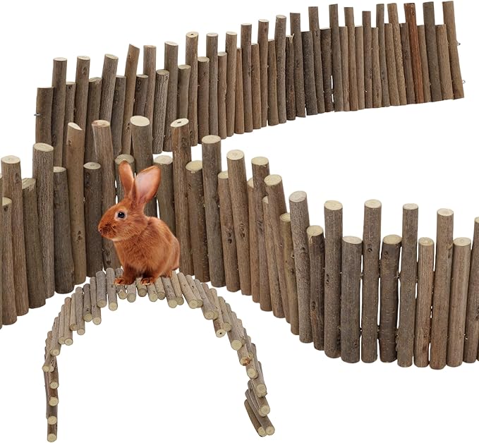 Hamster Toys, Flexible Hamster Wooden Bridge, 11.8In Hamster Fence, Hamster Cage Decor and Platforms, Hamster Cage Accessories(23.62In)