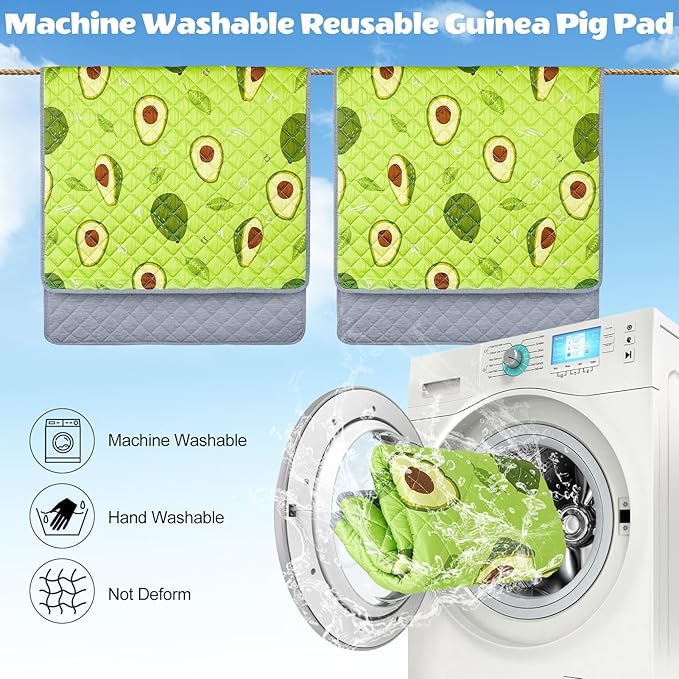 2 Pack Guinea Pig Bedding, Washable Guinea Pig Cage Liner Reusable Guinea Pig Mat Waterproof Guinea Pig Bedding for Cage, Super Absorbant Guinea Pig Pee Pads for Small Animals Hamster Rabbit Squirrel