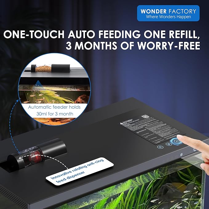 Smart Aquarium Fish Tank 5 Gallon Starter kit, Self Cleaning System Efficiency Filter 7 Color LED Lights Automatic Feeder Temperature Display Monitor HD UHA Glass Leak-Proof, Smart Control with Apps