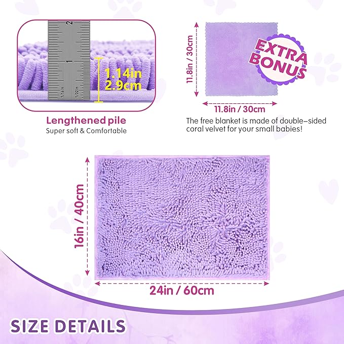 Guinea Pig Cage Liner Bedding 2 PCS, Washable Guinea Pig Bed Mat, Extra Absorbent Rabbit Pee Pad Reusable, Non-Slip Fleece Blanket for Bunny and Small Animal Cage Accessories (Purple, 24"x16")