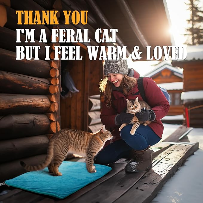 PETNF Outdoor Pet Heating Pad for Cats Dogs, Waterproof Cat Warming Pad Outdoor Outside, Safe Electric Heating Pad for Feral Cat House Heated Dog Bed Mat, 20"X16"