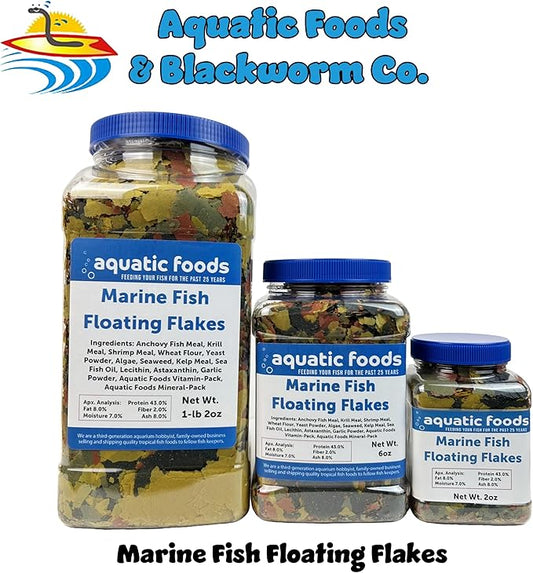 Aquatic Foods Inc. Marine Fish Premium Flakes for All Marine & Tropical Fish. Aquatic Foods Premium Flakes…1-lb 2oz Lg Jar