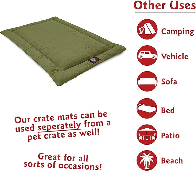 Majestic Pet Dog Crate Mat - Machine Washable Soft Plush Pet Bed Pad for Crates & Kennels USA Crafted 24"x18" Villa Fern