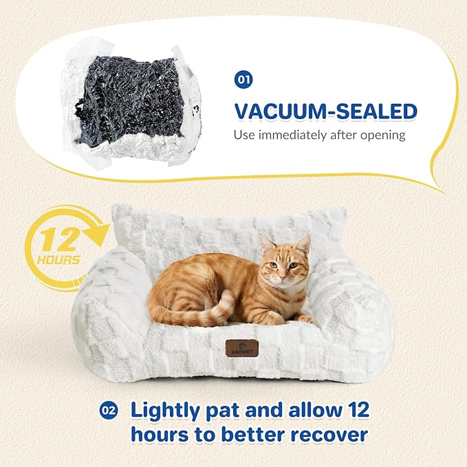 Large Dog Bed Sofa, Fluffy Pet Bed for Medium and Large Dogs, Supportive Dog Couch Sofa for Dogs, Pet Sofas with Washable Cover & Non-Slip, 38 inch, White