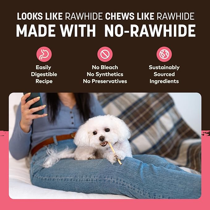 Earth Animal No-Hide Stix Salmon Recipe Natural Rawhide Alternative Dog & Cat Chews - 40 Count Extra Value Pack