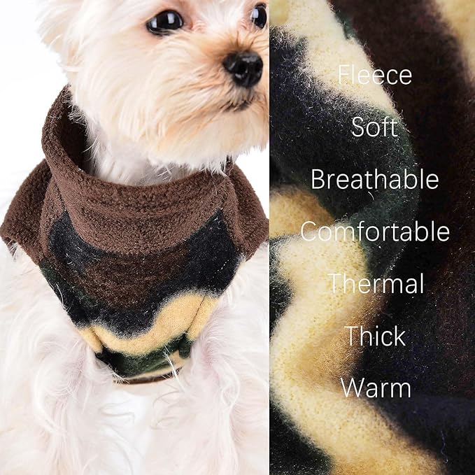 Dog Sweaters for Small Dogs Girl Boy Fleece Puppy Sweater Warm Soft Pet Holiday Clothes for Small Cats Dogs Chihuahua Sweatshirt, S, Camouflage