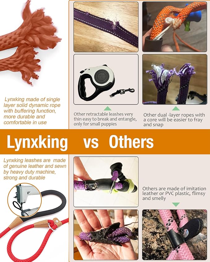 lynxking 6 FT Dog Leash Slip Lead 2 Pack Strong Heavy Duty Braided Dog Training Leash No Pull Training Lead Leashes for Medium Large and Small Dogs