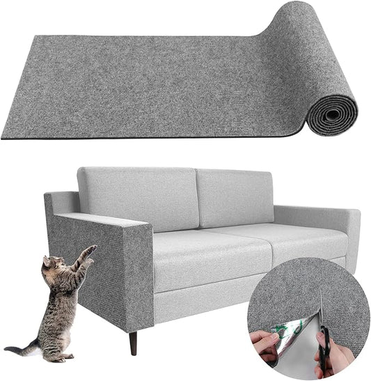 Climbing Cat Scratcher Mat Trimmable Cat Scratching Post Carpet 39.3’’x15.8’’ Self Adhesive Carpet Mat Pad Replacement for Cat Tree Shelves Post Couch Wall Furniture Steps DIY Protector (Light Gray)