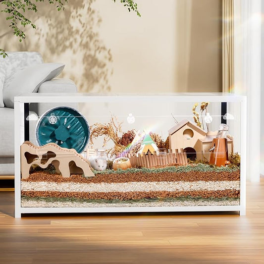 BUCATSTATE Hamster Cage Metal 2.0 - Small Animal Habitats Large Stackable with Top Access Easy Assemble 39.3L*19.7W*20.6H Inches Dwarf Syrian Hamster Tank for Gerbil Mouse (774sq inch White)