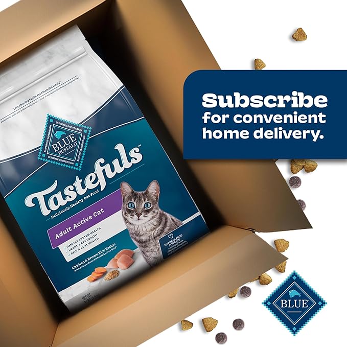 Blue Buffalo Tastefuls Natural Dry Food for Active Adult Cats, Chicken and Brown Rice Recipe, 7-lb. Bag