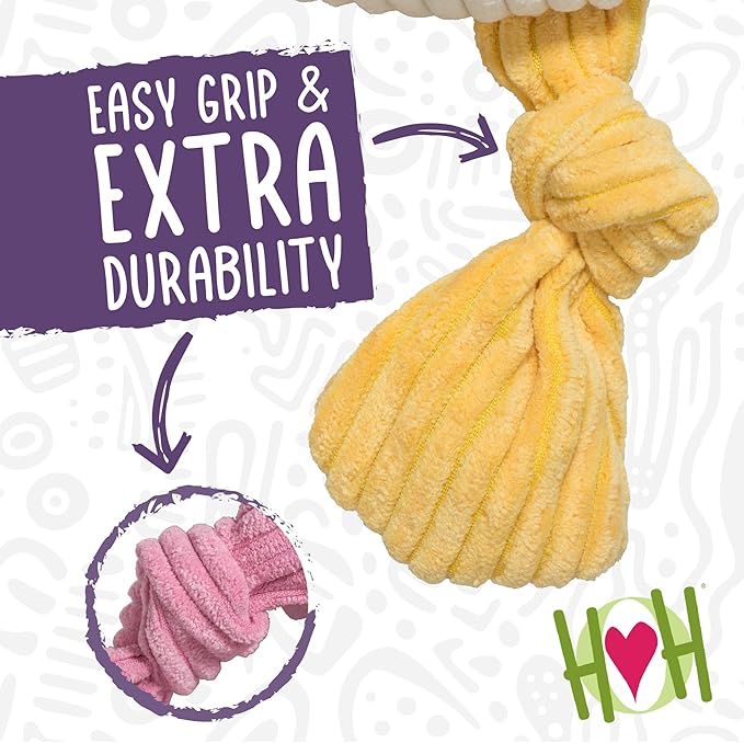 HuggleHounds Knottie Plush Dog Toy - Dog Stuffed Animal Toy, Squeaky Puppy Toys, For Small, Medium & Large Dogs, Durable Plush to Keep Them Busy - Pink Monkey, Large
