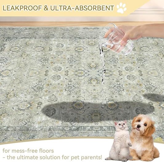 Washable Pee Pads for Dogs 2 Pack Reusable Puppy Training Pads 36"x41" Super Absorbent Waterproof Dog Training Pads, Non-Slip Potty Pads Whelping Pads Litter Mat Pet Supplies - Vintage White