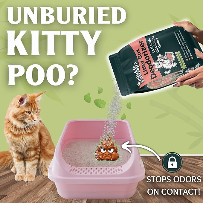 Litter Box Odor Eliminator | Cat Litter Deodorizer | Smell Control for Cats | Non-Toxic & Safe for Kittens | Home Odor Neutralizer | Kitty Litter Freshener | Sprinkle & Sweep | Made in USA