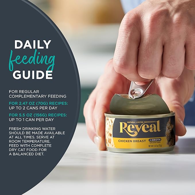 Reveal Natural Wet Cat Food, 24 Pack, Limited Ingredient, Grain Free Food for Cats, Tuna in Gravy, 2.47oz Cans