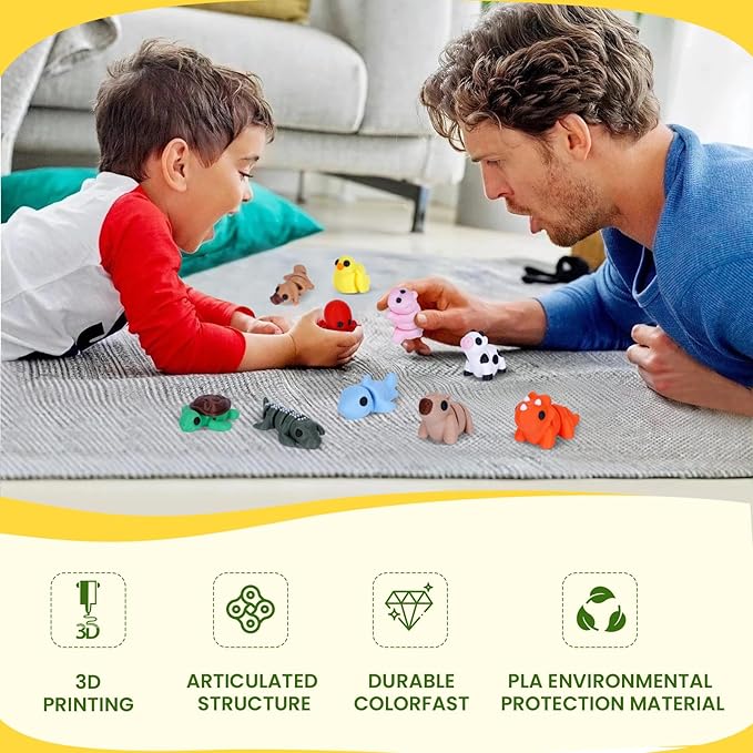 10PCS Mini Animals Set, 3D Printed Little Animals Articulated Flexible Fidget Toy, Mini Animal Figurines Toy, 3D Printed Cute Animal Toys Home, Office, Executive Desk for Christmas Decoration