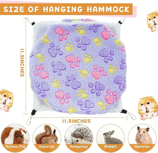 Sadnyy 6 Pieces Guinea Pig Rat Hammock Three Layer Ferret Bed Small Animal Hanging Pet Cage Hammock for Chinchilla Rat Sugar Glider Squirrel Reptiles (Classic Pattern)