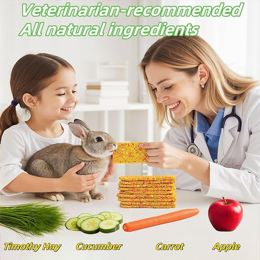 Rabbit Toys 10pcs Crispy Bunny Chew Treat Guinea Pig Timothy Hay Chips Compressed Hamster Molar Snack for Grinding Teeth Nutritional Chinchillas Food Dental Squirrel Gerbil Rat Chipmunk Pet