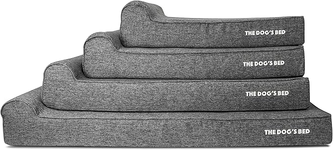 The Dog’s Bed Orthopedic Headrest Dog Bed, Large Grey Linen 40x25, Memory Foam, Pain Relief for Arthritis, Hip & Elbow Dysplasia, Post Surgery, Lameness, Veterinary Approved, Waterproof Washable Cover