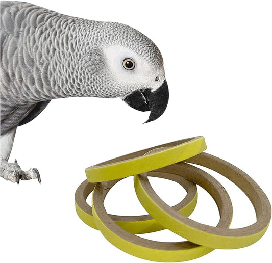 by M&M - 8004 Pk12 3.5 Inch Skinny Yellow Donut, Colorful Cardboard Classic Chew Bird Foot Toys, Lots of Shreddable Layers, Add to Toys, Great for Medium to Large Size Pets