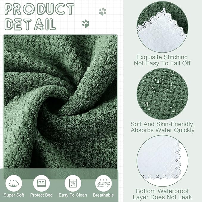10 Pcs Guinea Pig Cage Liners Washable Rat Bedding for Guinea Pigs Controlling Absorbent Waterproof Pee Pads Blanket for Rabbits Hamster Small Animals Chinchilla(18 x 24 Inch,Dark Green)