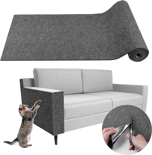 Climbing Cat Scratcher Mat Trimmable Cat Scratching Post Carpet 118’’x15.8’’ Self Adhesive Carpet Mat Pad Replacement for Cat Tree Shelves Post Couch Wall Furniture Steps DIY Protector (Dark Gray)