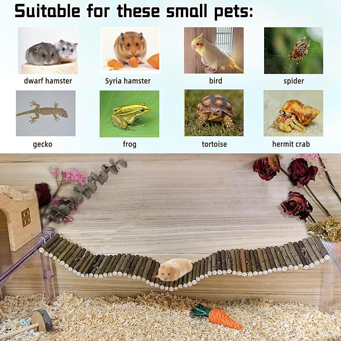 Rat Bendy Long Suspension Bridges Hamster Climbing Ladder Flexible Wooden Bridge for Small Animal Rodents Mouse(1PCS)