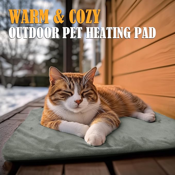 PETNF Outdoor Pet Heating Pad for Cats House,Safe Electric Cat Warming Pad,Waterproof Heated Cat House for Outside Feral Animal,Outdoor Heat Dog Bed Mat, 20"X16"