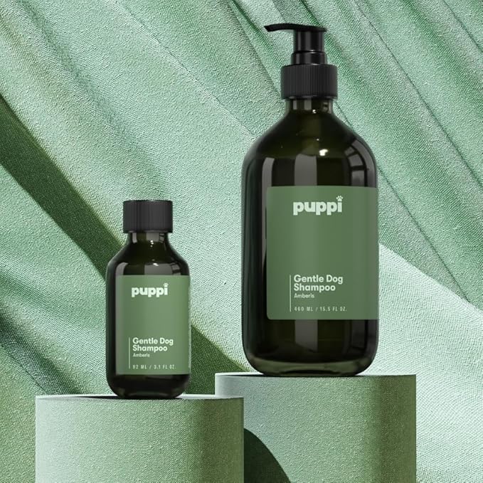 PUPPI Gentle Dog Shampoo (Amberis) | 15.5 fl oz. / 460 ml | Sulfate-Free Dog Wash | Enriched with Aloe Vera and Cucumber Extract | Hypoallergenic Dog Shampoo Sensitive Skin
