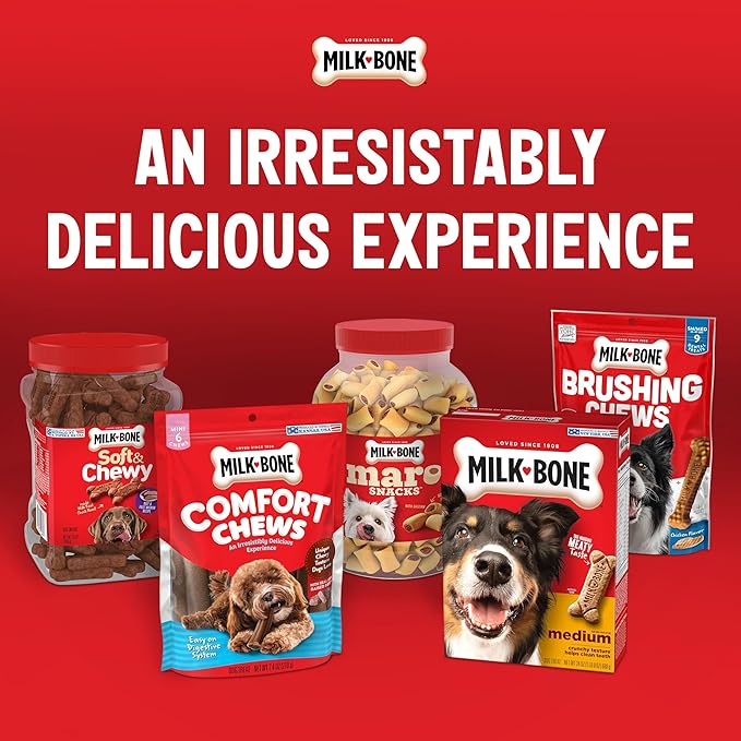 Milk-Bone Original Brushing Chews, 25 Small/Medium Daily Dental Dog Treats Scrubbing Action Helps Clean Teeth