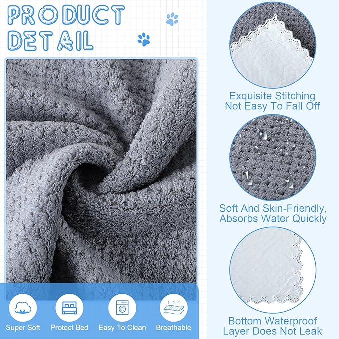 10 Pcs Guinea Pig Cage Liners Washable Rat Bedding for Guinea Pigs Controlling Absorbent Waterproof Pee Pads Blanket for Rabbits Hamster Small Animals Chinchilla(14 x 28 Inch,Gray)