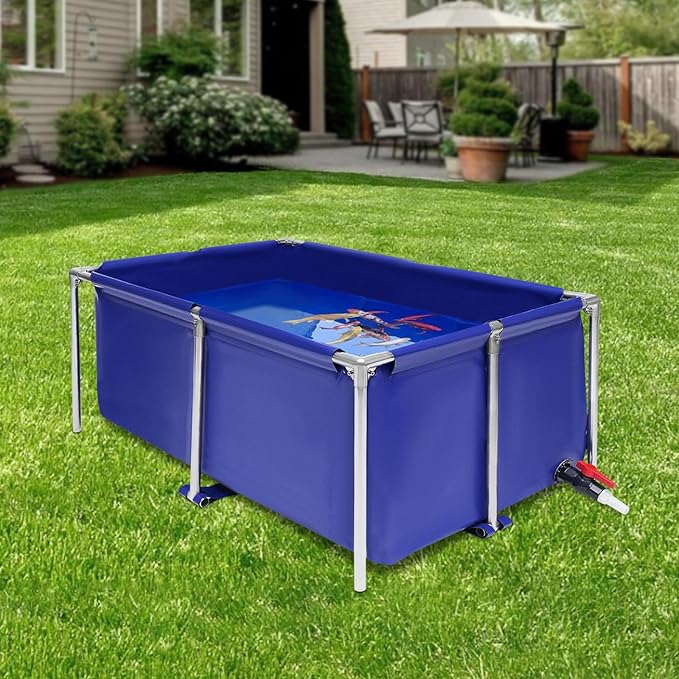 47''x31''x19'' Foldable Canvas Aquaculture Tank, Fish Breeding Container Hatchery Pool Reservoir with Drain Valve & Waterproof Coating for Indoor Outdoor Home Farming of Lobsters Shrimps