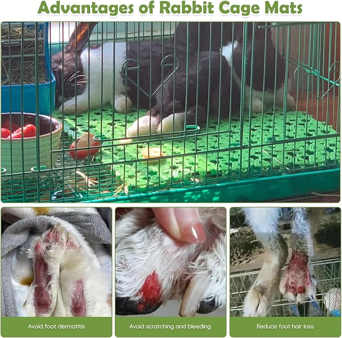 kathson 16PCS Rabbit Feet Pad Plastic Cage Mat Floor Mats Bunny Hole Leak Water Pads for Pet Cats Dogs Hamster Rat Chinchilla Guinea Pig and Other Small Animals