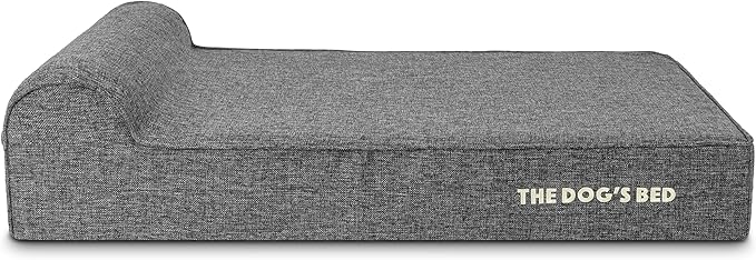 The Dog’s Bed Orthopedic Headrest Dog Bed, Large Grey Linen 40x25, Memory Foam, Pain Relief for Arthritis, Hip & Elbow Dysplasia, Post Surgery, Lameness, Veterinary Approved, Waterproof Washable Cover