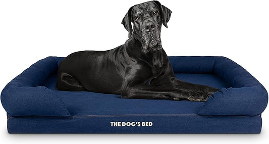 The Dog’s Bed, XXL Blue Denim51.5x39, Memory Foam, Pain Relief: Arthritis, Hip & Elbow Dysplasia, Post Surgery, Lameness, Supportive, Calming, Waterproof Washable Cover, Veterinary Approved