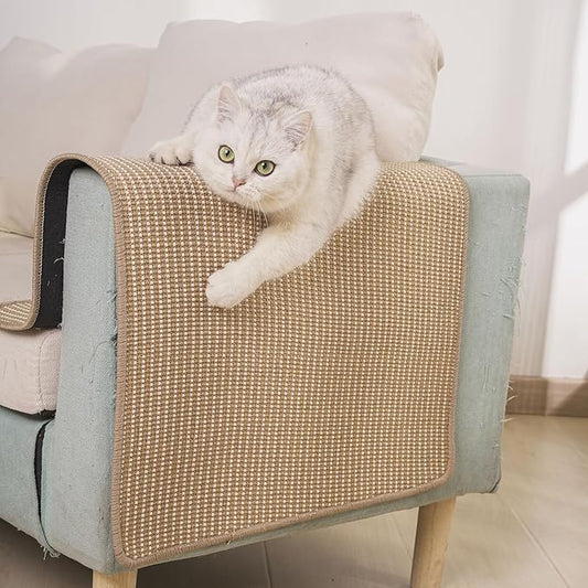 Cat Scratching Pad [32 x 20 Inch] FOOPOMARY Scratcher Mat with Soft Cotton and Natural Sisal Blend for Indoor Cats, Protects Furniture from Scratching, Versatile Placement for Sofas and Favorite Spots