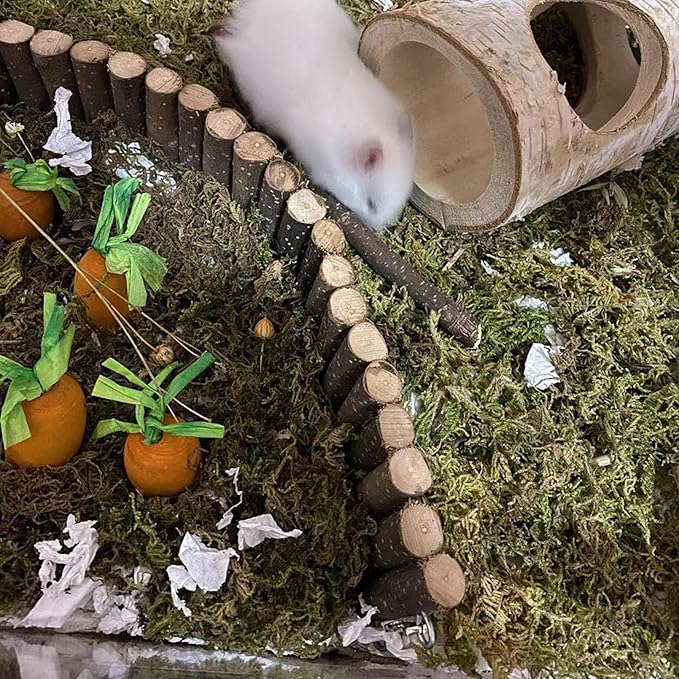 Rat Bendy Long Suspension Bridges Gerbil Wooden Ramp Hamster Cage Climbing Ladder Natural Wood Chews Toys for Rodents Mouse Dwarf Hamster