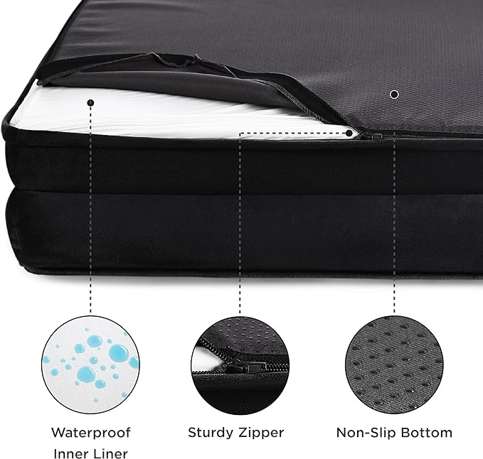 Bedsure XL Orthopedic Dog Bed for Extra Large Dogs - Washable XLarge Dog Cat Bed Waterproof, Comfort Dogs Couch Sofa with Washable Removable Cover, Pet Bed with Nonskid Bottom, Black, 42"