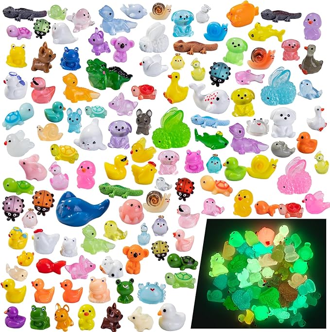 120pcs Mini Resin Animals 120 Styles Variety Tiny Animals Figures Miniature Little Small Animal Figurines Bulk for Micro Fairy Garden Landscape Accessories Hide Crafts Decor Aquarium