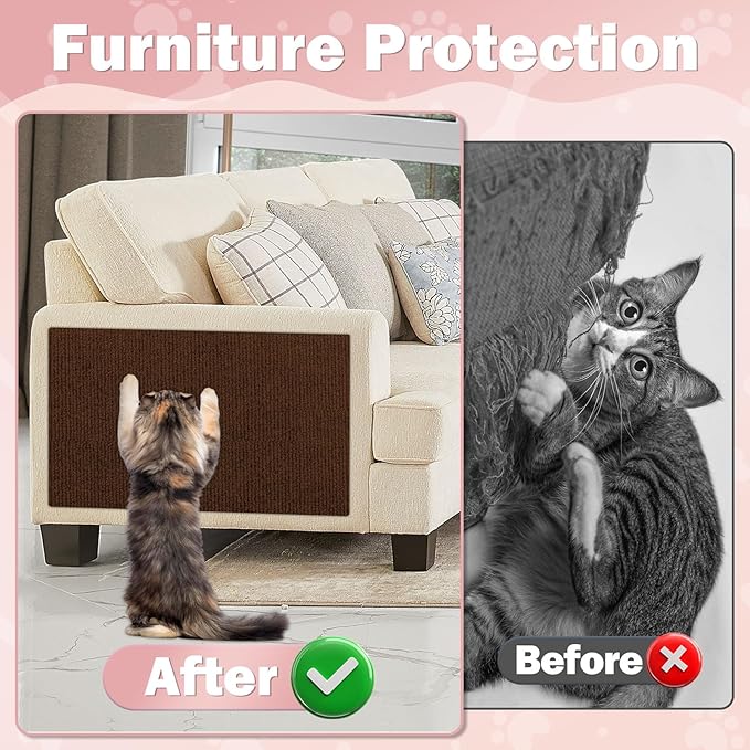 Bed Cat Scratcher Pad,47.2"x15.8"Cat Scratching Mat,Self-Adhesive Trimmable Anti Scratch Bed Couch Wall Corner Furniture Protector from Cat Claws,Easy Use for Cat Carpet/Door/Post