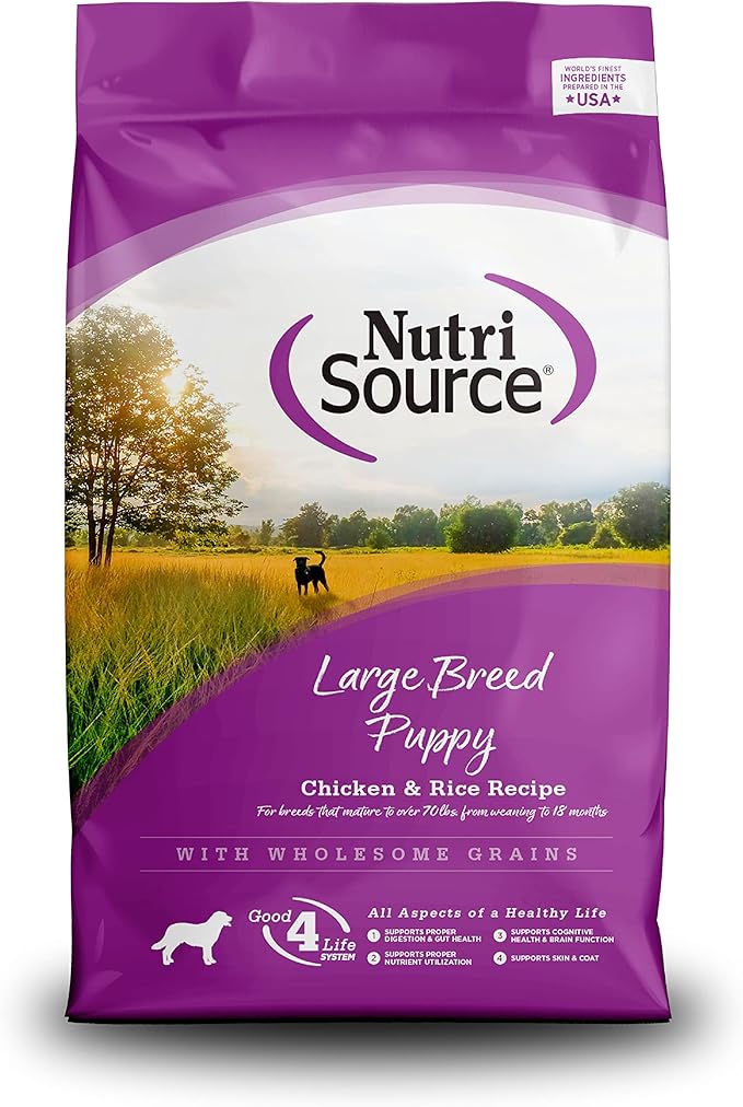 NutriSource Puppy Food, Made with Chicken and Rice, Large Breed, with Wholesome Grains, 30LB, Dry Dog Food