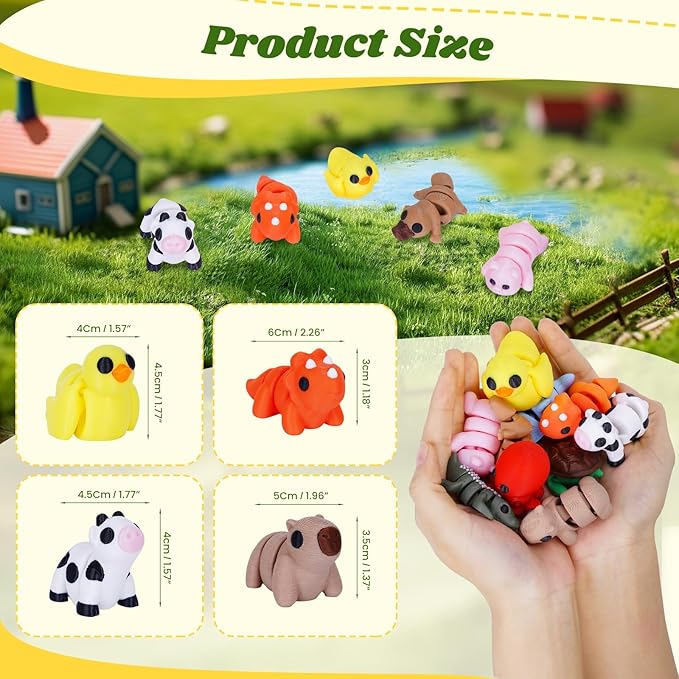 10PCS Mini Animals Set, 3D Printed Little Animals Articulated Flexible Fidget Toy, Mini Animal Figurines Toy, 3D Printed Cute Animal Toys Home, Office, Executive Desk for Christmas Decoration