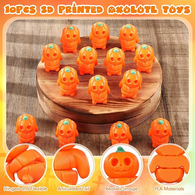 Honoson 24 Pcs 3D Printed Fidget Toy 3D Printed Pumpkin Styled Man Small Animal Toy Flexible Halloween Christmas Decoration for Play and Display