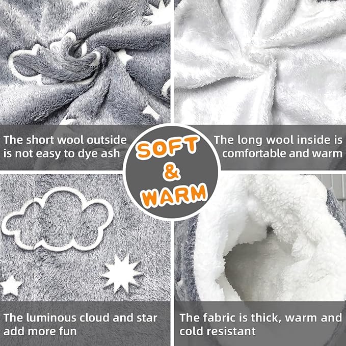 LEFTSTARER Noctilucent Luminous Guinea Pig Rat Hammock Hanging Triple-Layer Hammock Bedding for Ferret Hedgehog Squirrel Hideout Cage Accessories (Cloud)