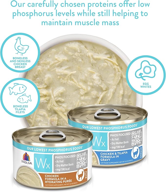Weruva Wx Phos Focused, Chicken Formula in a Hydrating purée, 3oz Can (Pack of 12)