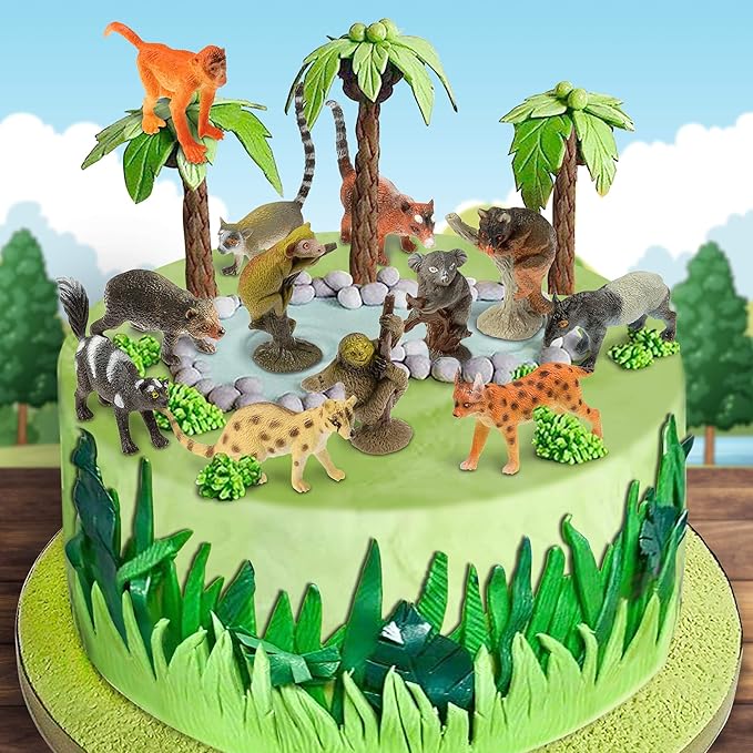 ArtCreativity Rainforest Figurines Toys Set - 12 Pack - Mini Plastic Jungle Rain Forest Figures for Kids and Toddlers - Birthday Party Favors, Giveaways, Goody Bag Fillers, for Boys and Girls