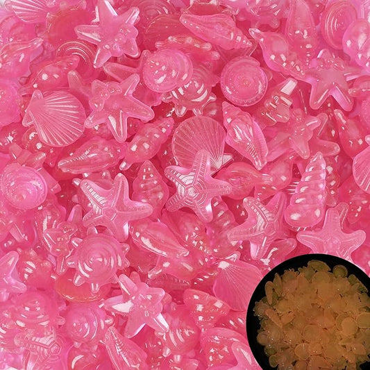 Kaiyuan Dynasty 300pc Fish Tank Glow in The Dark Rocks Glow Rocks for Fish Tank Glow in The Dark Stones Luminous Stones for Aquarium,Pink